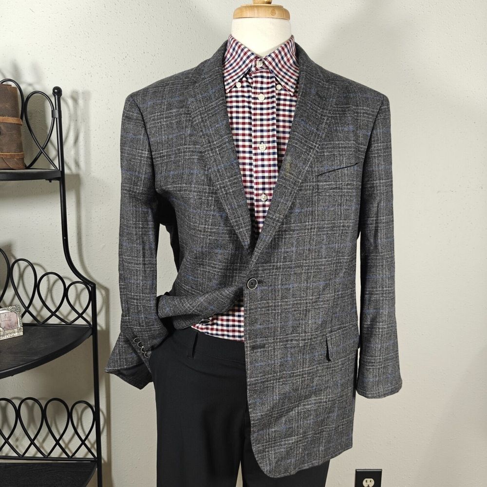 Joseph Abboud Men's Sport Coat Blazer Two Button Gray Wool Blend Tollegno 46R